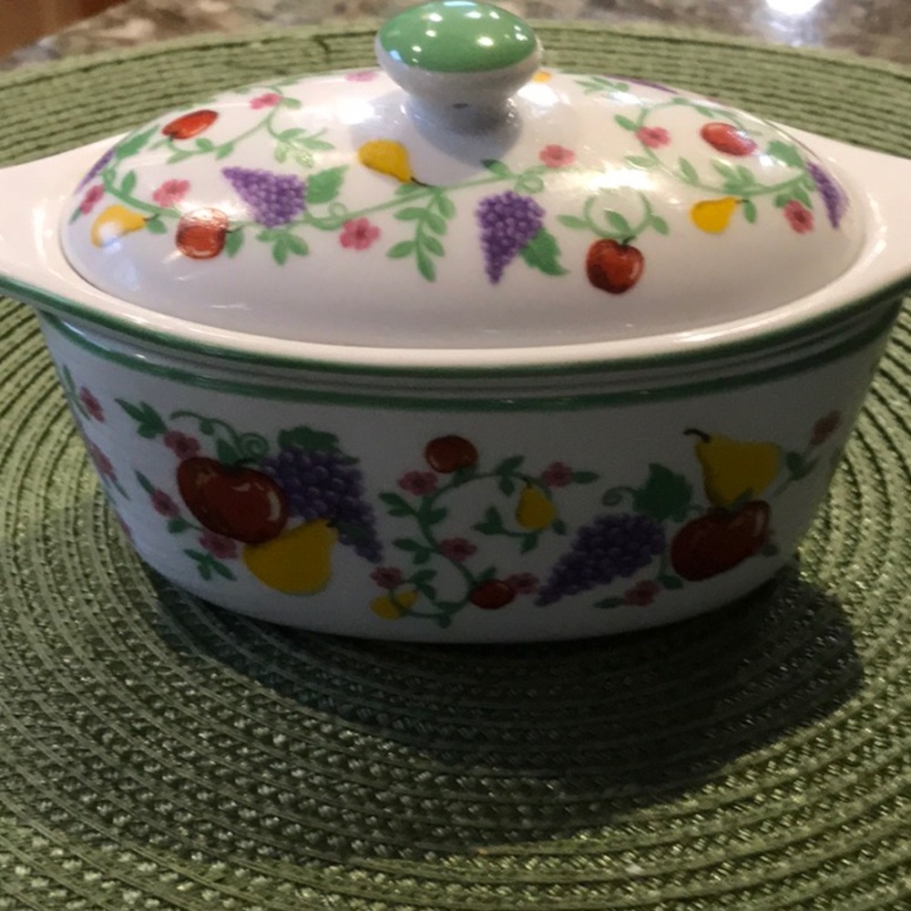 Cook Street Three piece porcelain butter boat fruit on the vine design